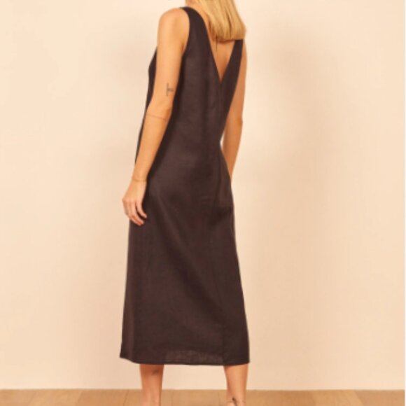 Reformation Black Linen Cliff Dress - Large NWT - Picture 3 of 8